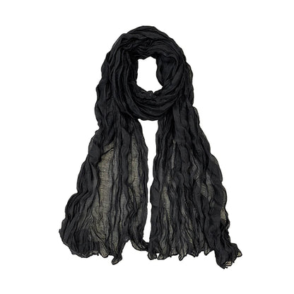 1Pieces Korean Style Cotton Linen Folded Women's Scarf Thin Pure Color Simple Match Long Shoulder Mountaineering Scarf