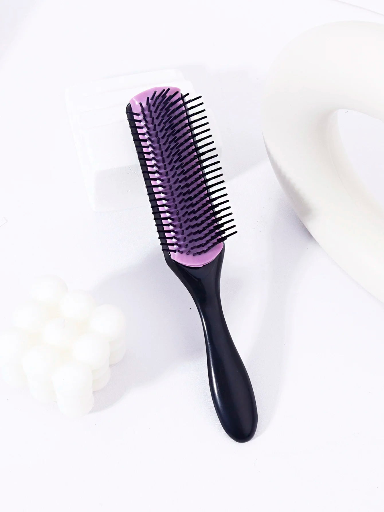 1pc 9-row nylon massage curling brush, hair salon straight hair curling comb, nylon bristles Special for real hair wigs