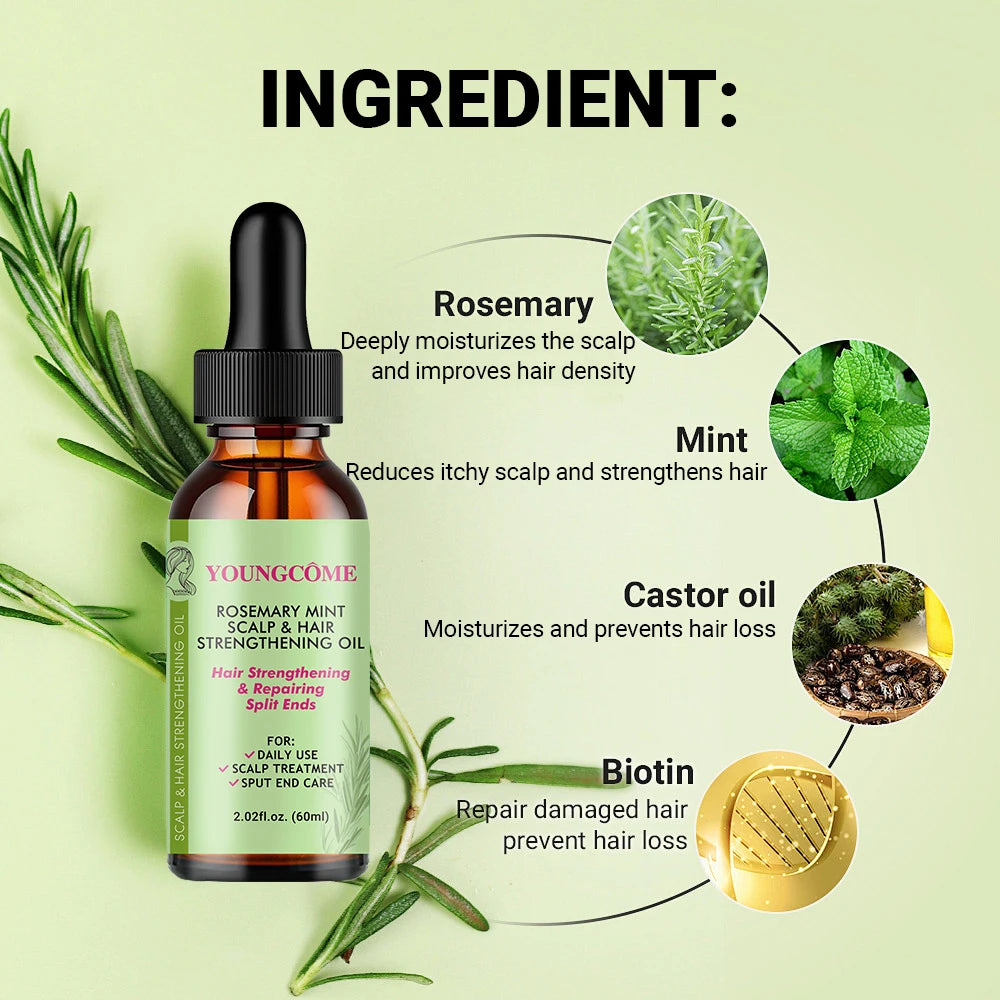 Hair Care Essential Lightweight Rosemary Mint Hair Strengthening Oil Nourishing Treatment, Stimulating Growth, Reducing itch, and retaining scalp and hair moisture for more length retention