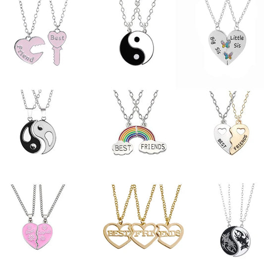 Love/Friendship Pendant Necklace 2 Pcs/ Set Rainbow Broken Heart BFF Good Friends Friendship Jewelry