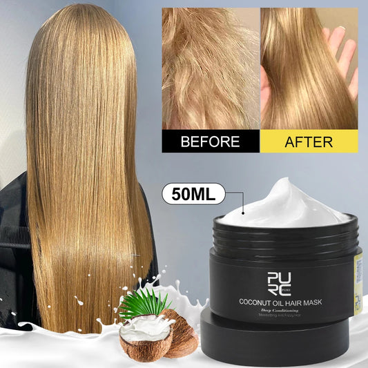 PURC Coconut Oil Hydrating Hair Mask Breathes life back into every strand for more shine, definition and bounce
