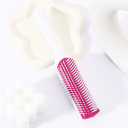 1pc 9-row nylon massage curling brush, hair salon straight hair curling comb, nylon bristles Special for real hair wigs