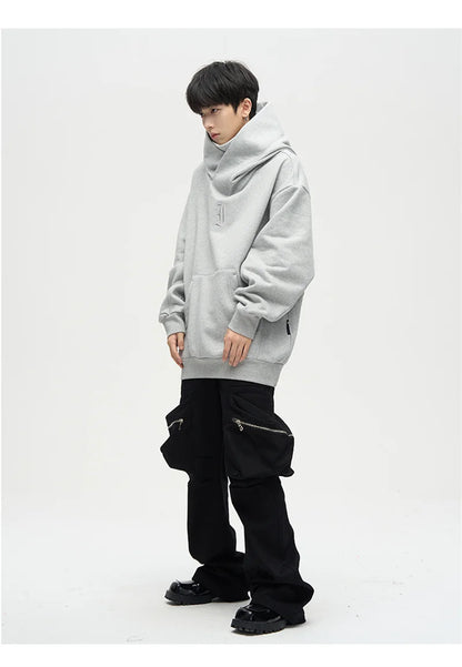 Autumn Ninja Streetwear Turtleneck Hoodies For Men Letter Embroidered Hip Hop Fashion Sweatshirts Y2K Vintage Fleece Hoody