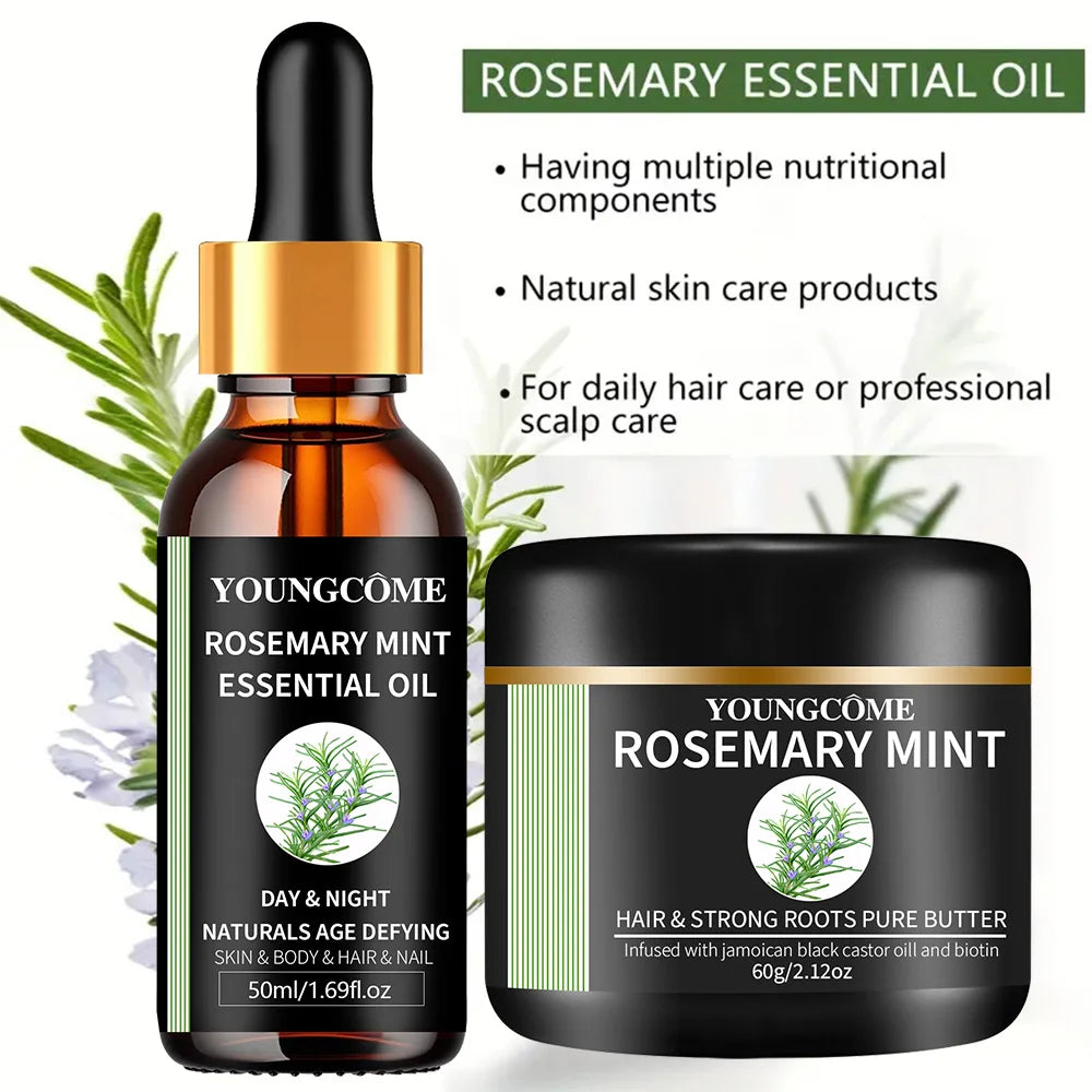 Rosemary Mint Essential Oil for Hair Growth - Natural Hair Film Treatment to Strengthen & Thicken Hair 2025 New Formula 1/2set