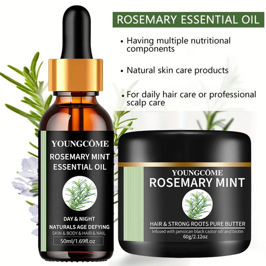 Rosemary Mint Essential Oil for Hair Growth - Natural Hair Film Treatment to Strengthen & Thicken Hair 2025 New Formula 1/2set