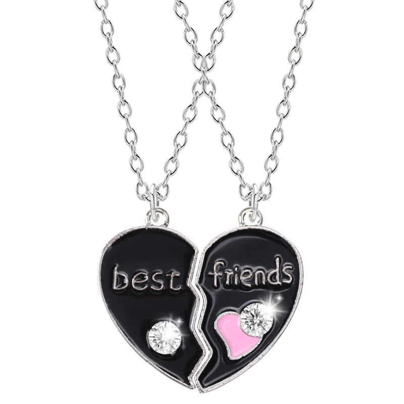 Love/Friendship Pendant Necklace 2 Pcs/ Set Rainbow Broken Heart BFF Good Friends Friendship Jewelry