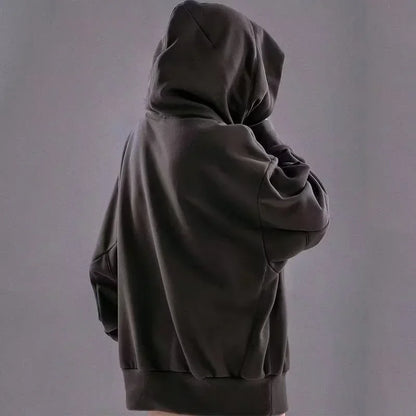 Autumn Embroidery Turtleneck Men's Hooded Sweatshirt Japanese Ninja Oversized Hoodies Hip Hop Fleece Pocket Streetwear Y2K Hoody
