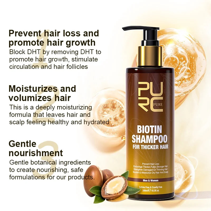 PURC Biotin Hair Growth Oil, Shampoo And Conditioner stimilates, Nourishes and strengthens hair
