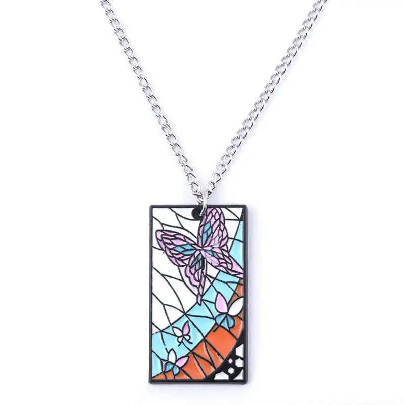 Demon Slayer Anime Peripheral Kochou Shinobu Metal Necklace Pendant Fashion Personalized Accessories Cosplay Niche Gifts