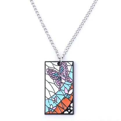 Demon Slayer Anime Peripheral Kochou Shinobu Metal Necklace Pendant Fashion Personalized Accessories Cosplay Niche Gifts
